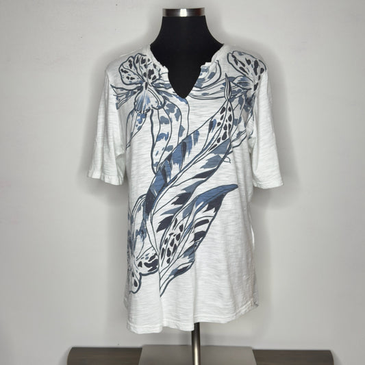 Chico's Floral Notch Neck Tee - Size Large