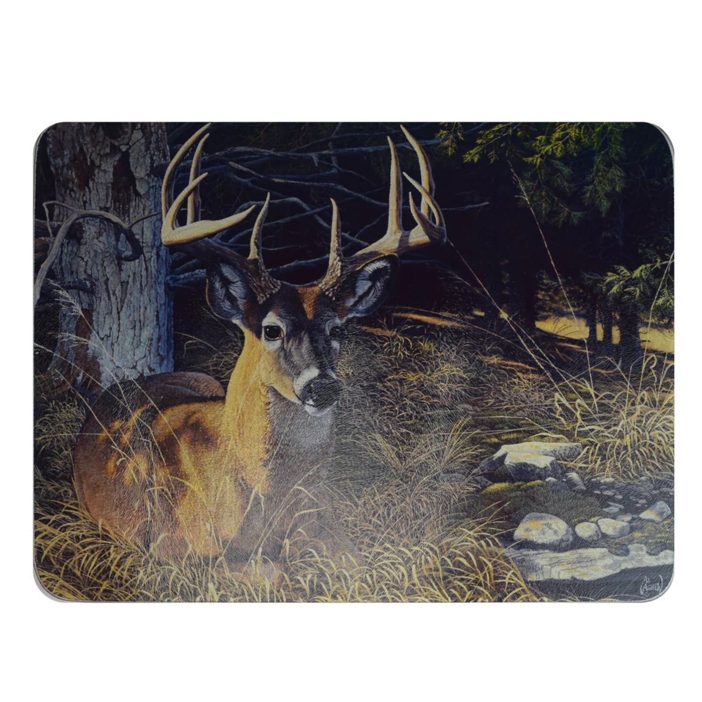 Tempered Glass Cutting Board - Whitetail Deer