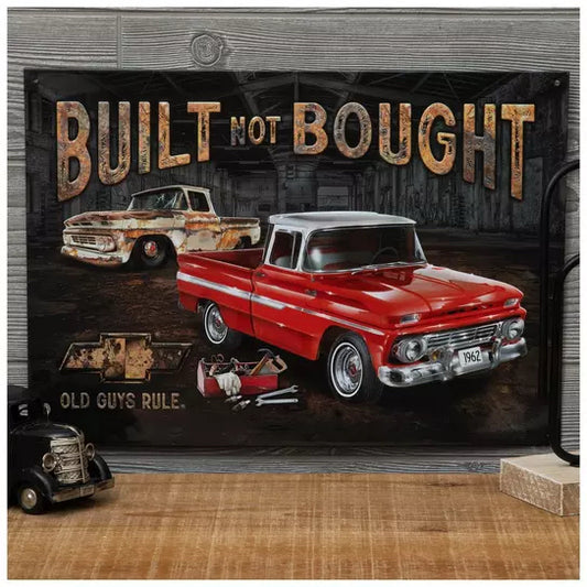 Built Not Bought Chevy Truck Metal Sign
