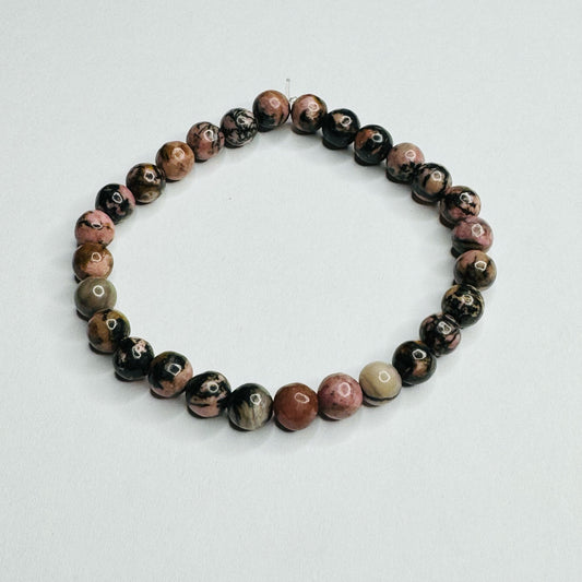 Inga Ann's Pink & Black Rhodonite Beaded Bracelet