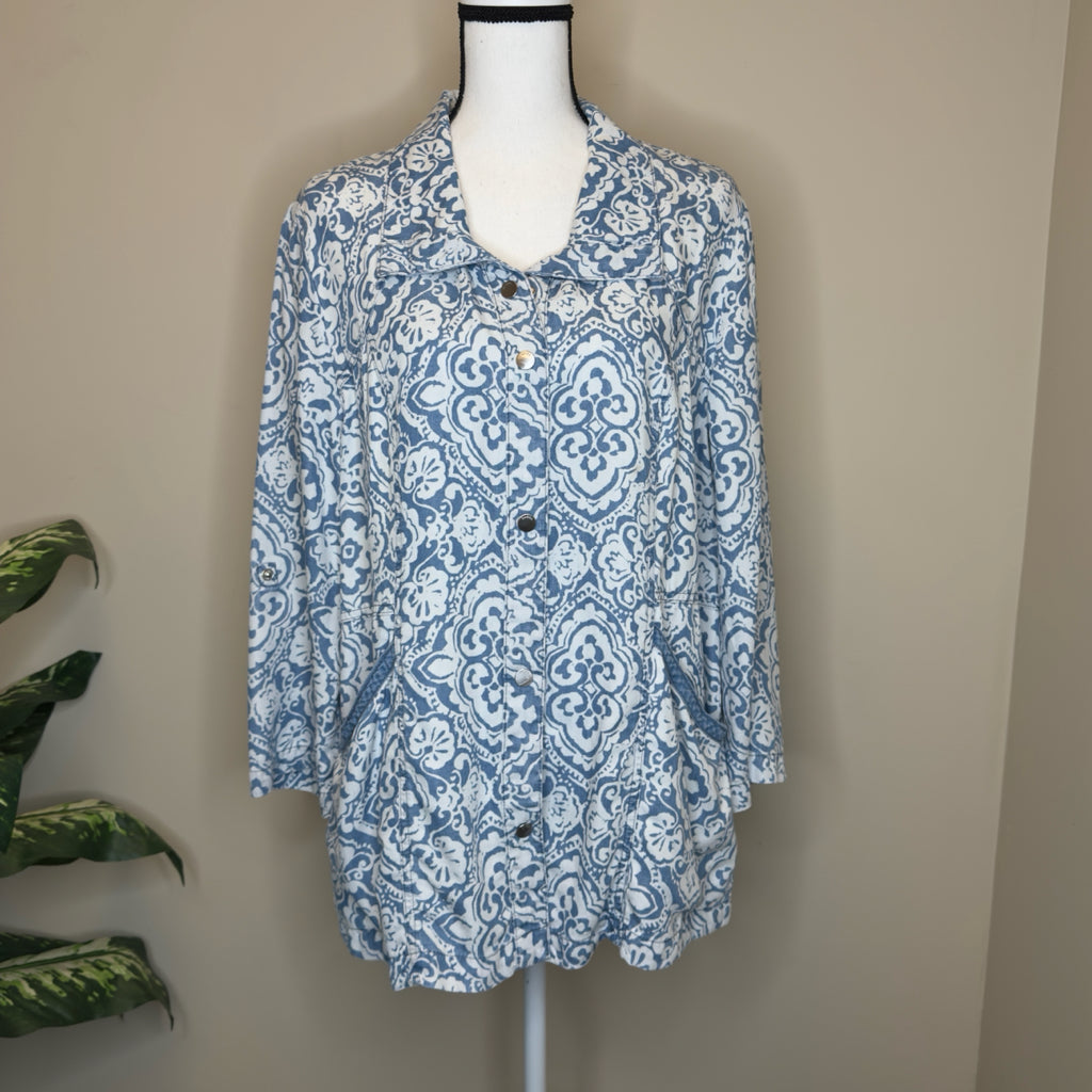 Chico's Medallion Print Utility Jacket - Size Large