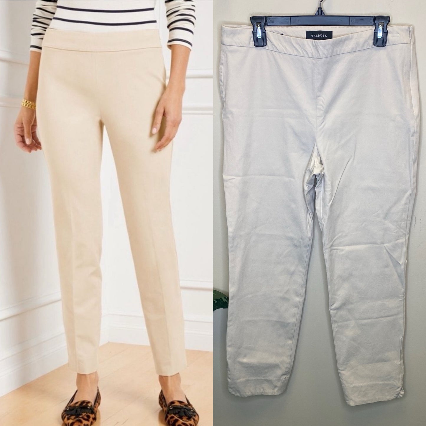 Talbots Beige Chatham Ankle Side Zip Pants - Size 10