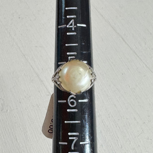 Vintage Art Deco Faux Pearl Statement Ring - Size 6