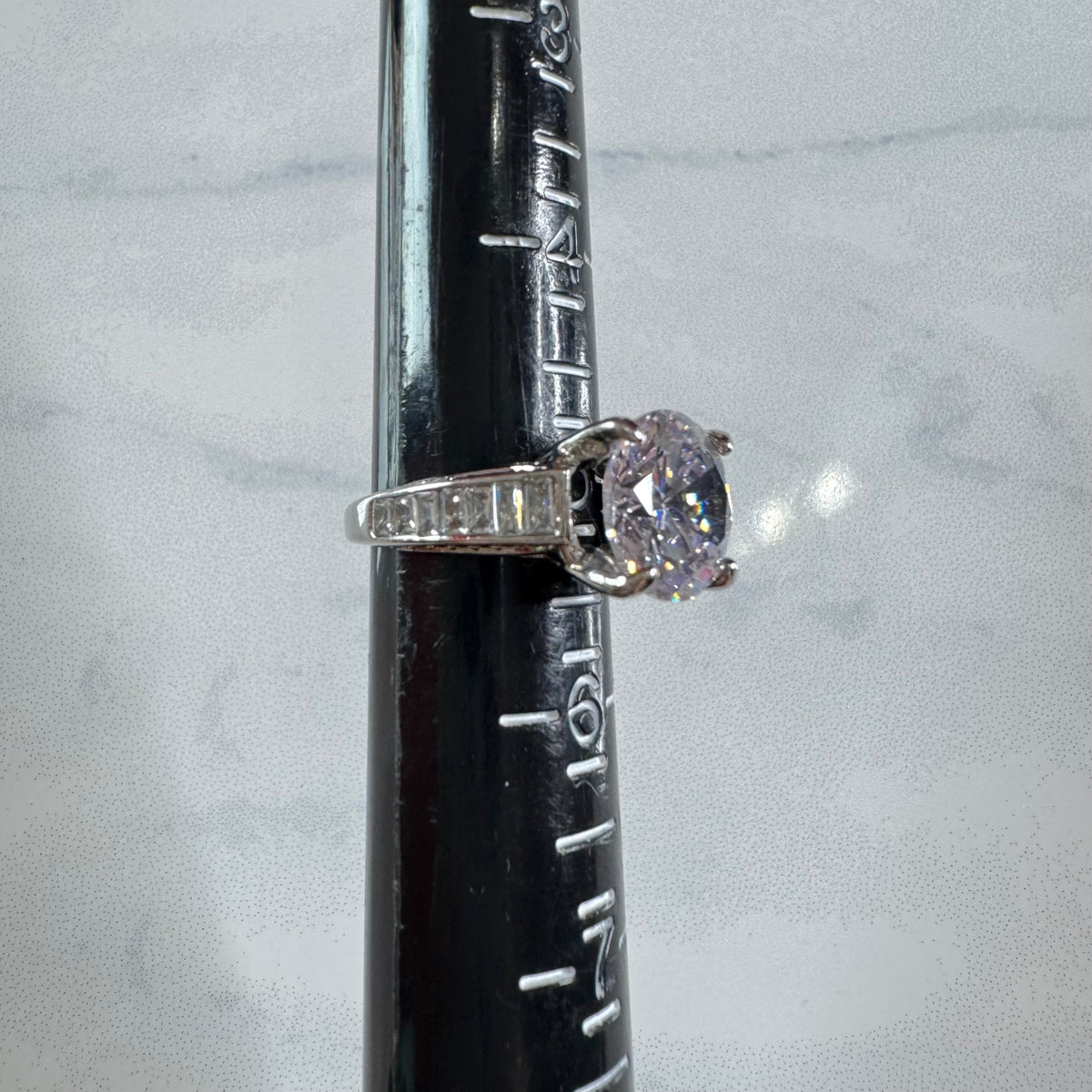 Round Cut Ring With Tapered Baguettes - Size 5