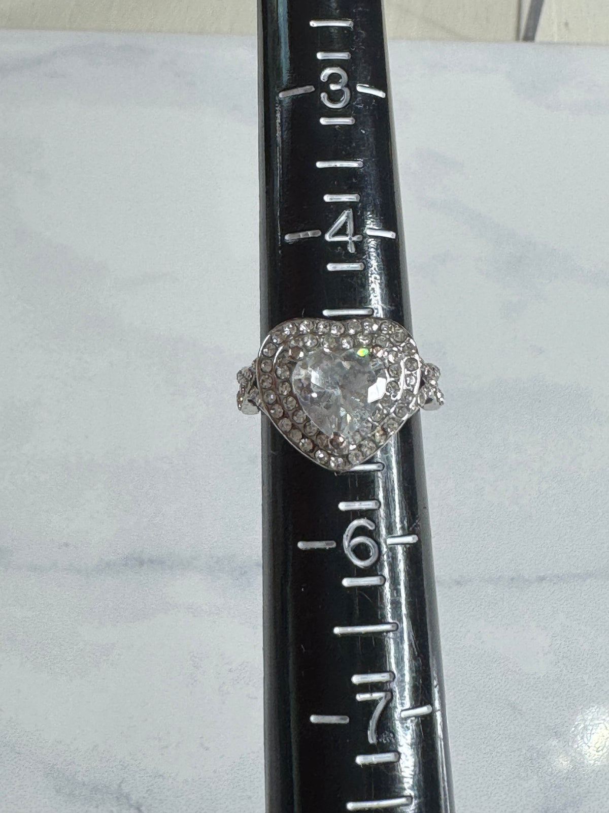 Sparkly Heart-Shaped Statement Ring - Size 5