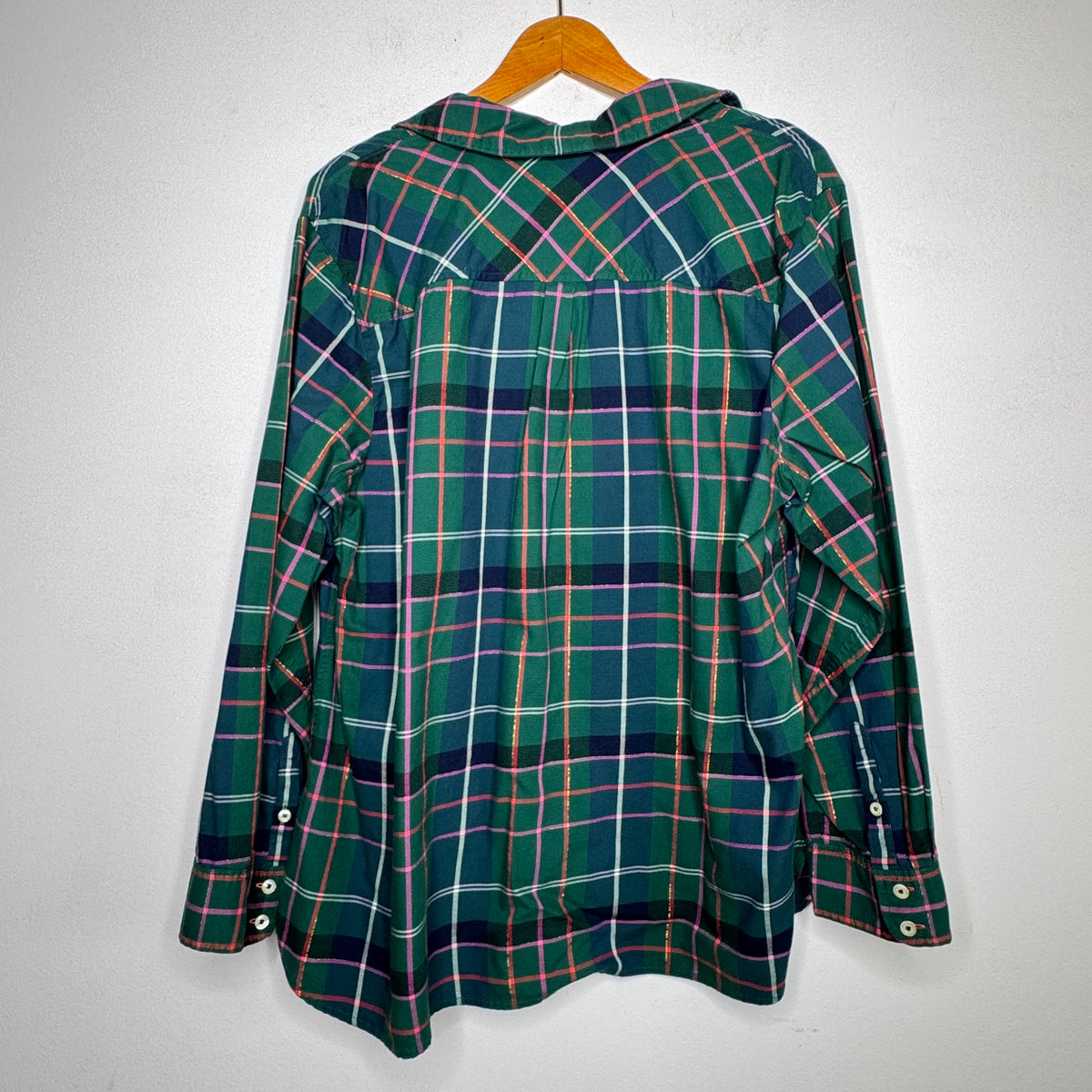 Talbots Plaid Long Sleeve Button Front Top - Size 2X