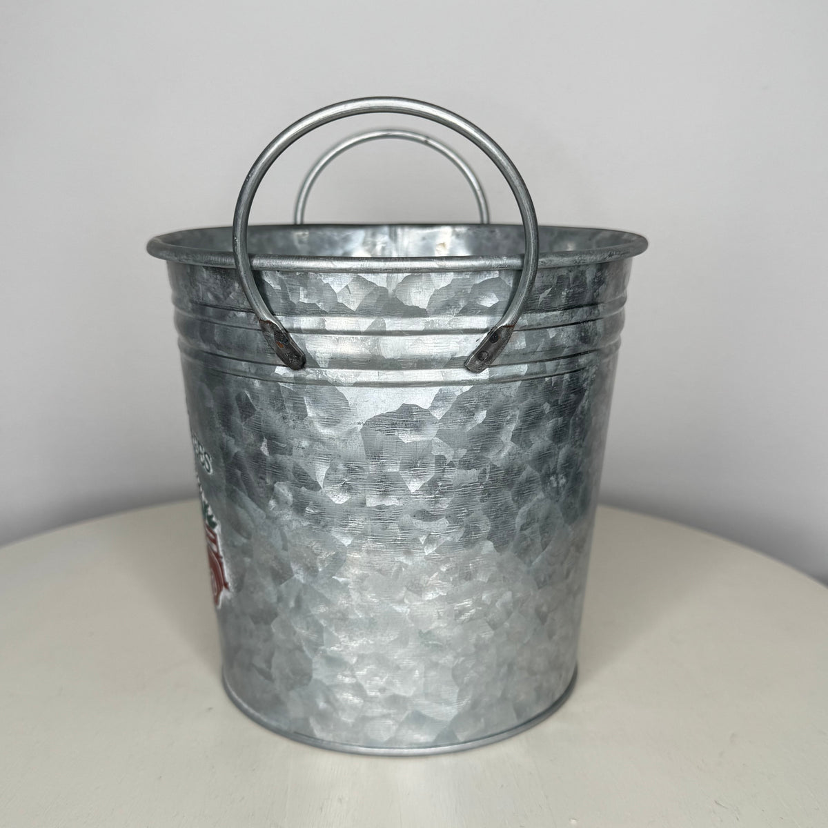 Cut & Carry Christmas Trees Galvanized Metal Pail With Handles