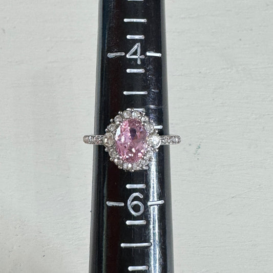 Pink Oval Cut Statement Ring - Size 5