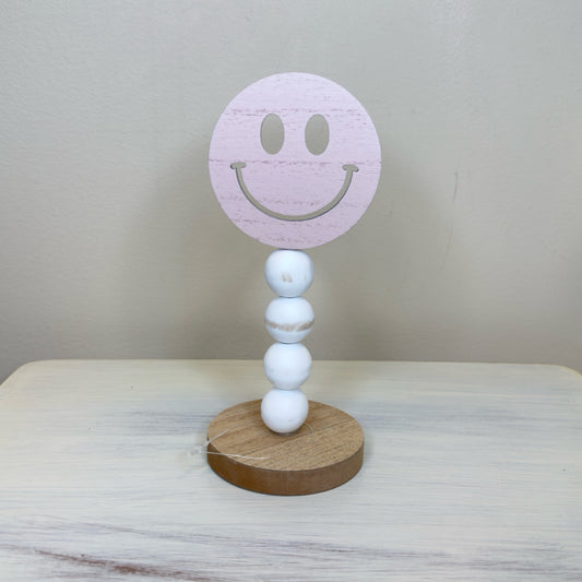 Smiley Face Beaded Wood Decor