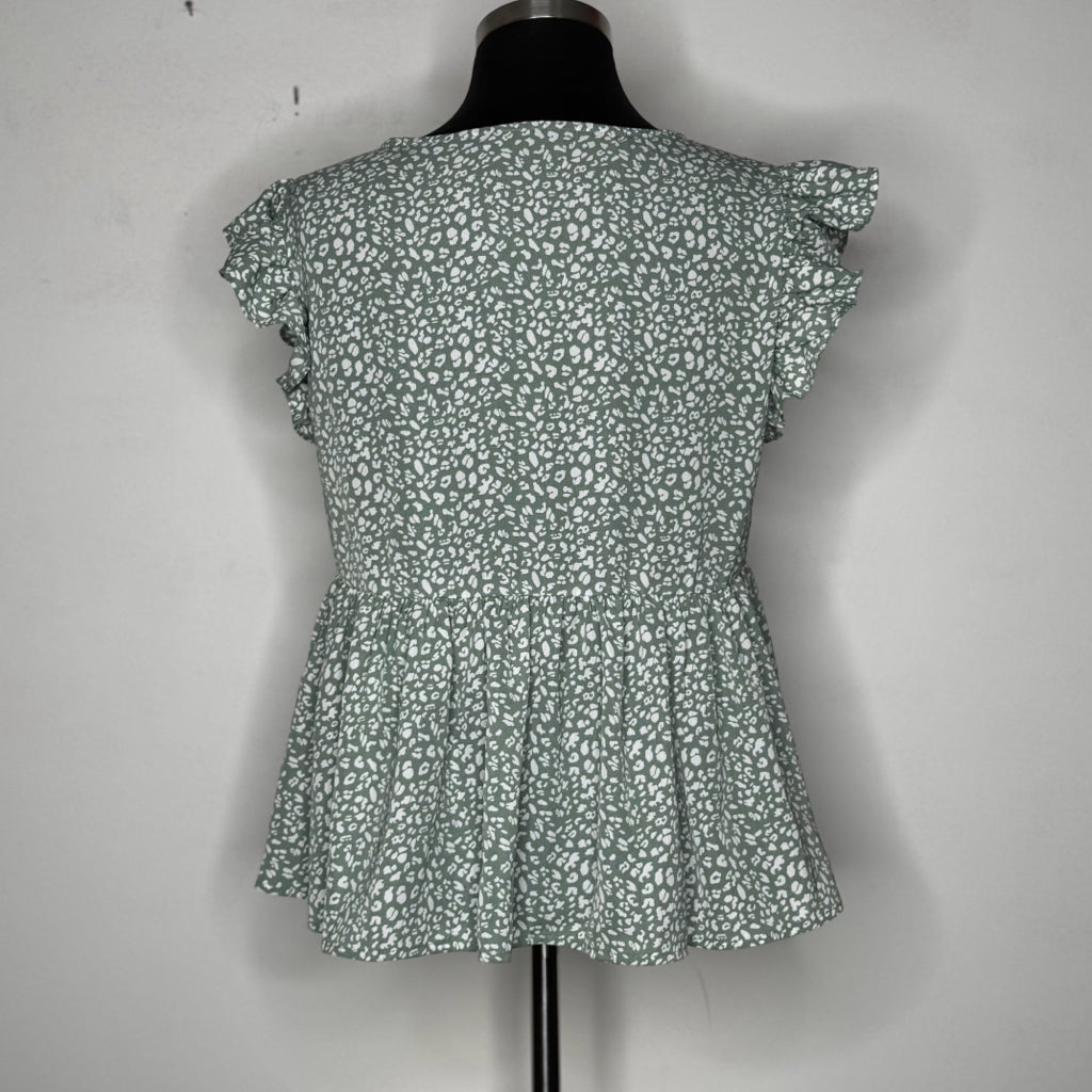 Leopard Print Tie Front Top - Size Medium