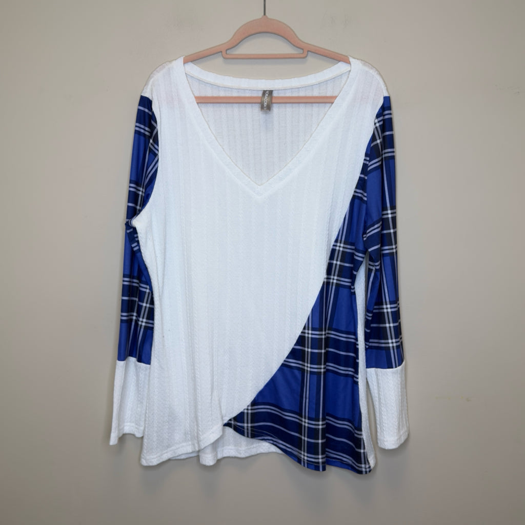 Nora Cora Plaid Detail Thermal Top - Size XXL