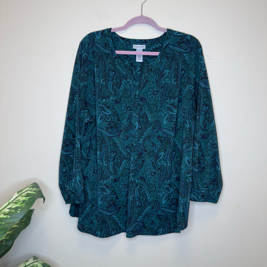 Catherines Paisley Print Top - Size 1X