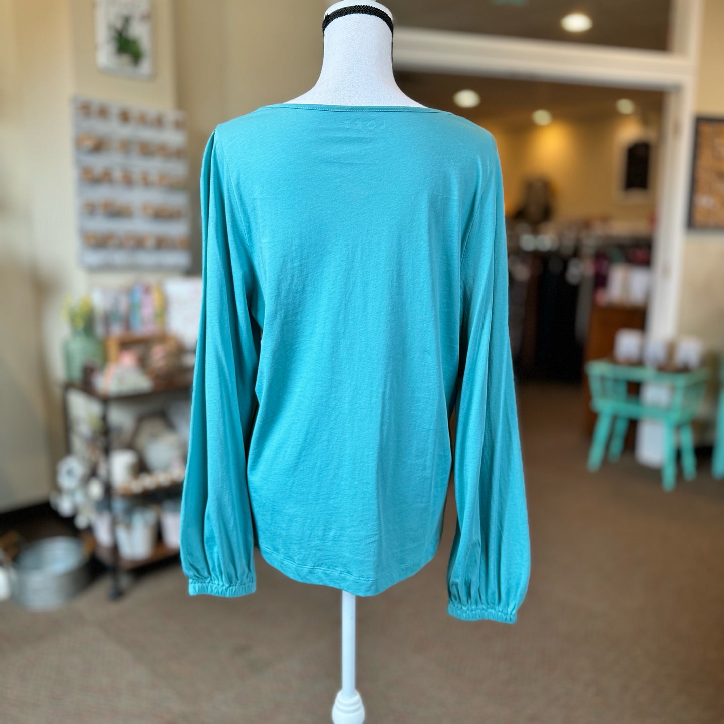 Loft Pleated V-Neck Long Sleeve Tee - Size XL