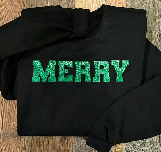 Merry Graphic Sweatshirt - Green - Size Medium