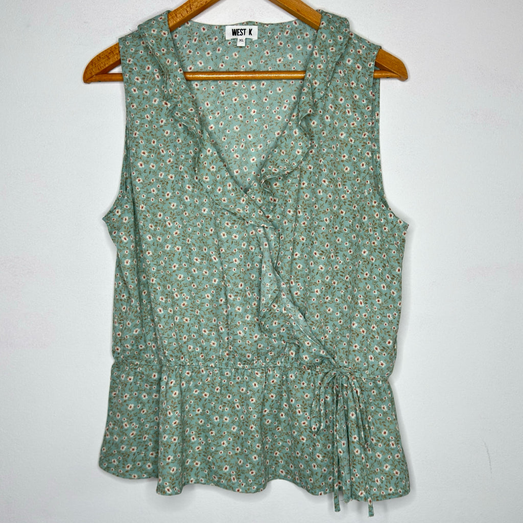 West K Faux Wrap Floral Sleeveless Top - Size XL