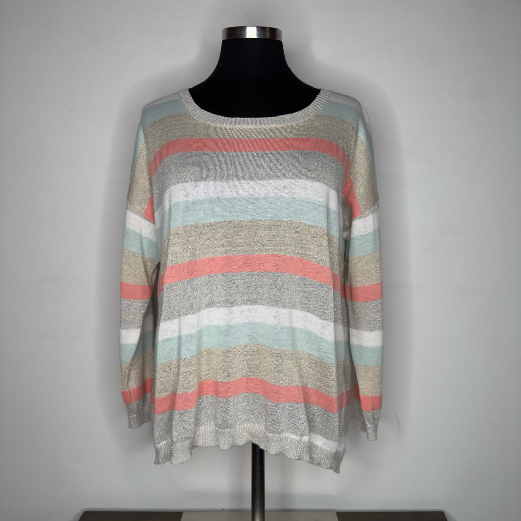 Loft Striped Metallic Lightweight Sweater - Size Medium