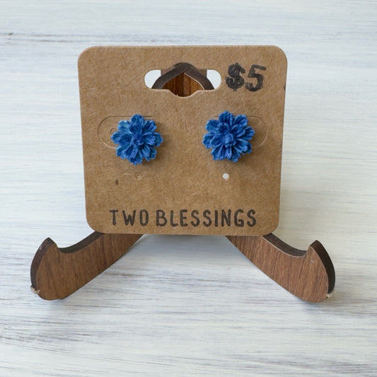 Two Blessings Earrings - Flower - Blue