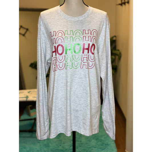 Ho Ho Ho Long Sleeve Graphic Tee - Size Medium