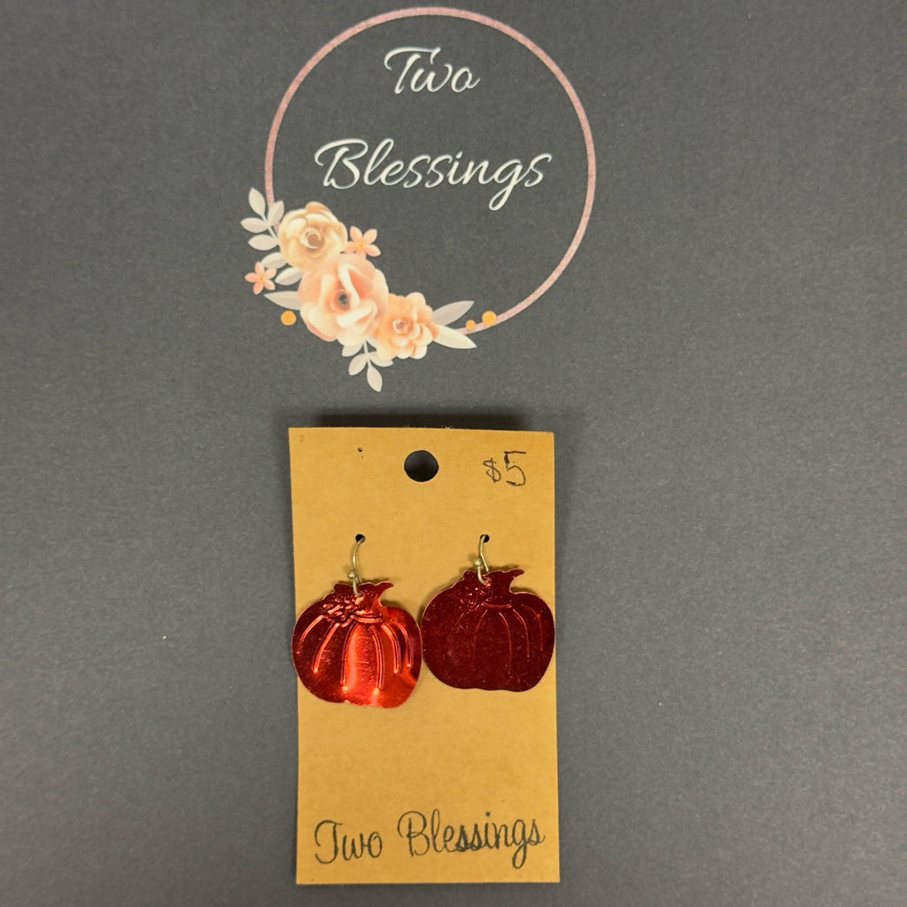 Two Blessings - Red Pumpkin Earrings
