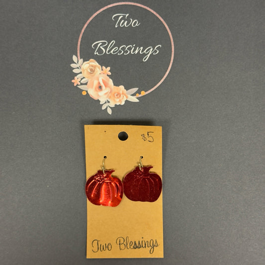 Two Blessings - Red Pumpkin Earrings
