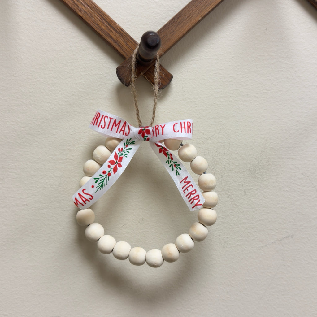 Beaded Christmas Ornament w/Merry Christmas Bow