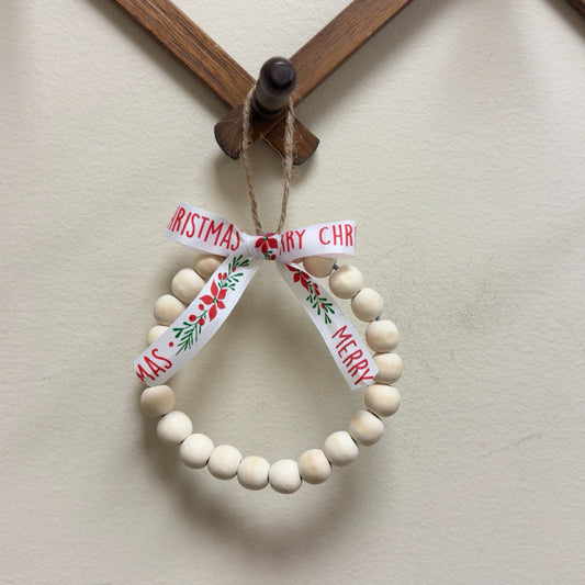 Beaded Christmas Ornament w/Merry Christmas Bow