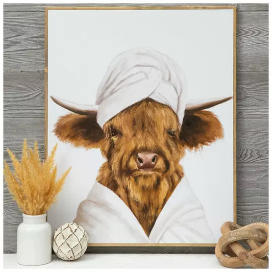 Highland Cow In Robe Wood Wall Decor