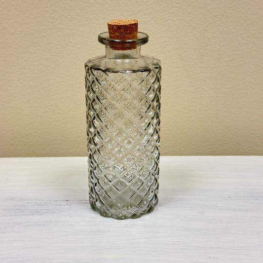 Clear Diamond Cut Vase w/Cork