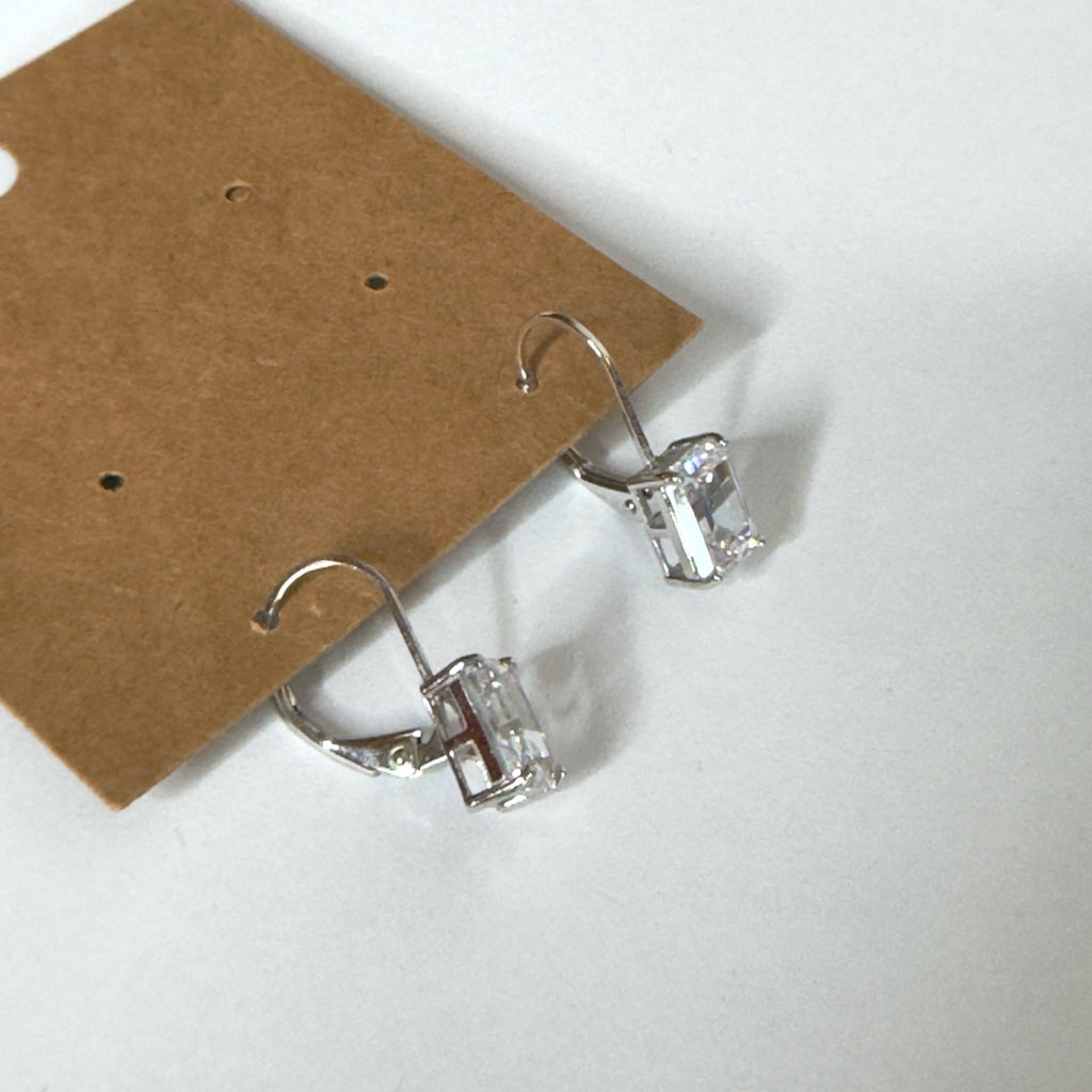 Emerald Cut Leverback Earrings