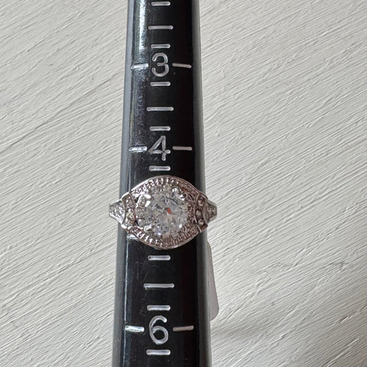 Vintage Inspired Round Brilliant Engagement  Ring - Size 5