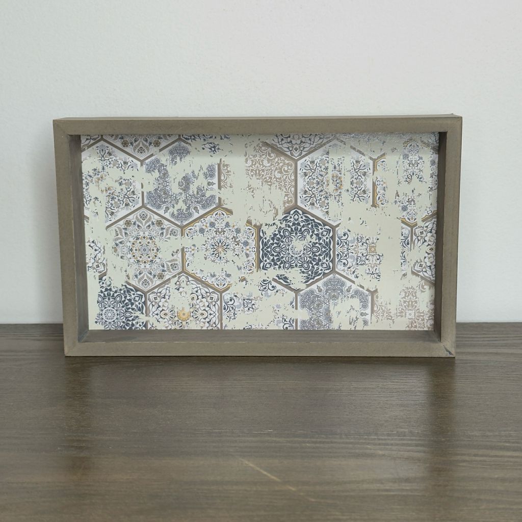 Moroccan-Inspired Ancient Marrakesh Decoupage Paper Pattern Wood Tray