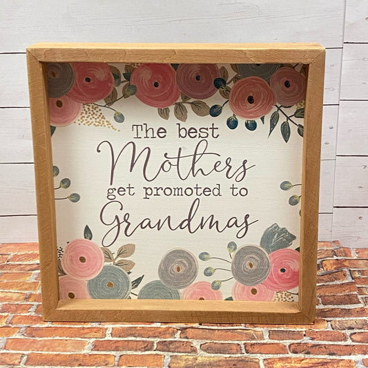 The Best Mothers Get Promoted To Grandmas Box Sign