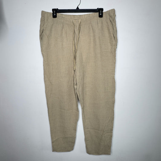 Eileen Fisher Plaid Pull-On Organic Linen Pants - Size 1X