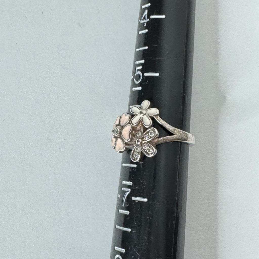 925 Sterling Silver Cherry Blossom Ring - Size 6