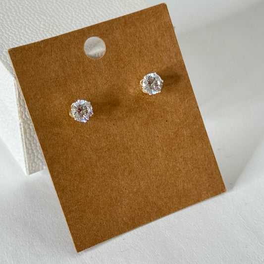 Fine Silver Plated Cubic Zirconia Stud Earrings