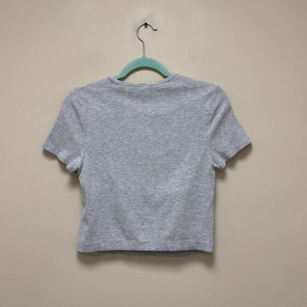 Yogalicious Cropped Ribbed Top w/Built-In-Bra - Size Large