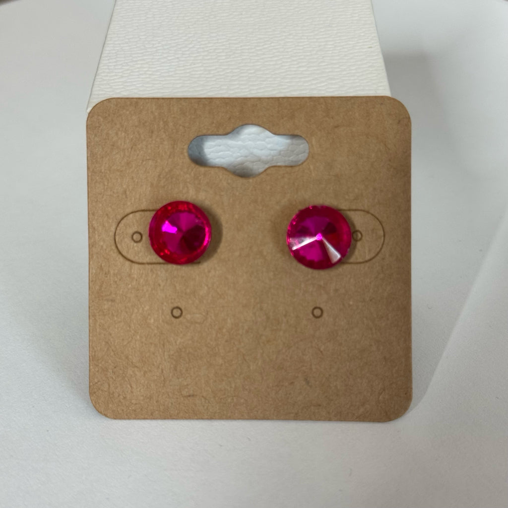 Pink Crystal Post Earrings