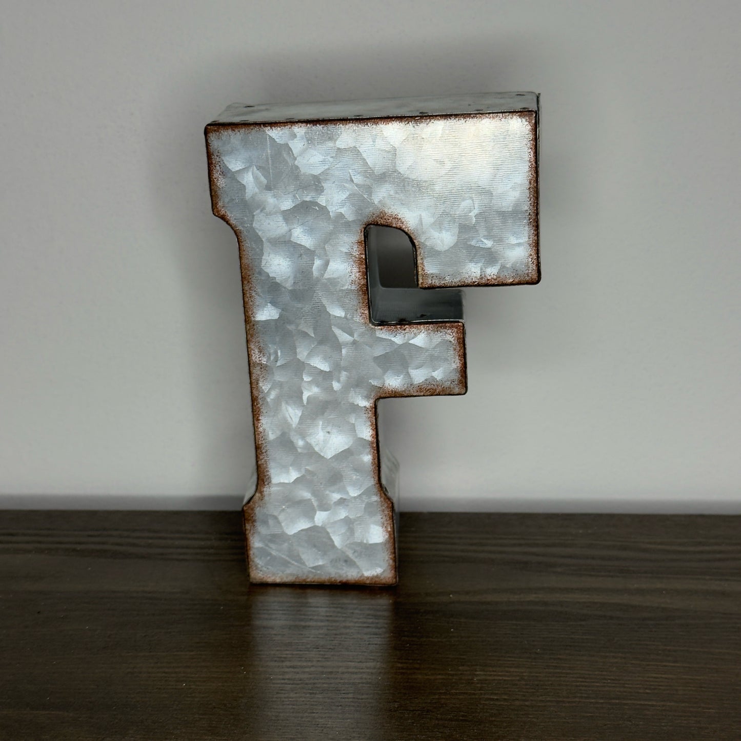 "F" Galvenized Metal Letter