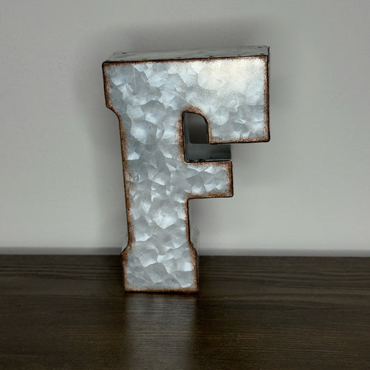 "F" Galvenized Metal Letter