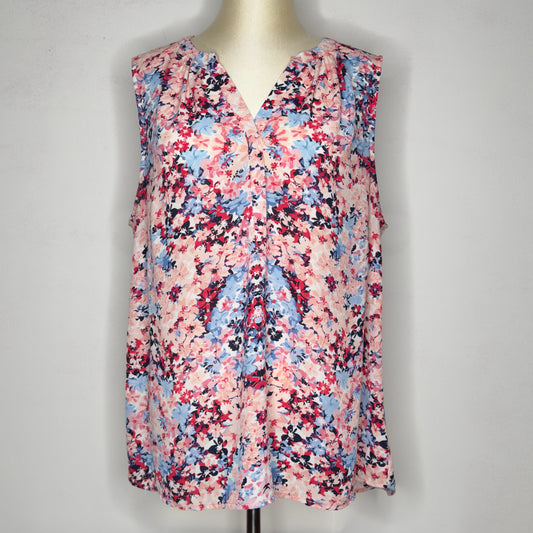 Fleur Bleve Floral Print Sleeveless Top - Size 1X