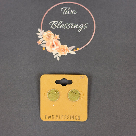 Two Blessings Earrings - Green & Gold