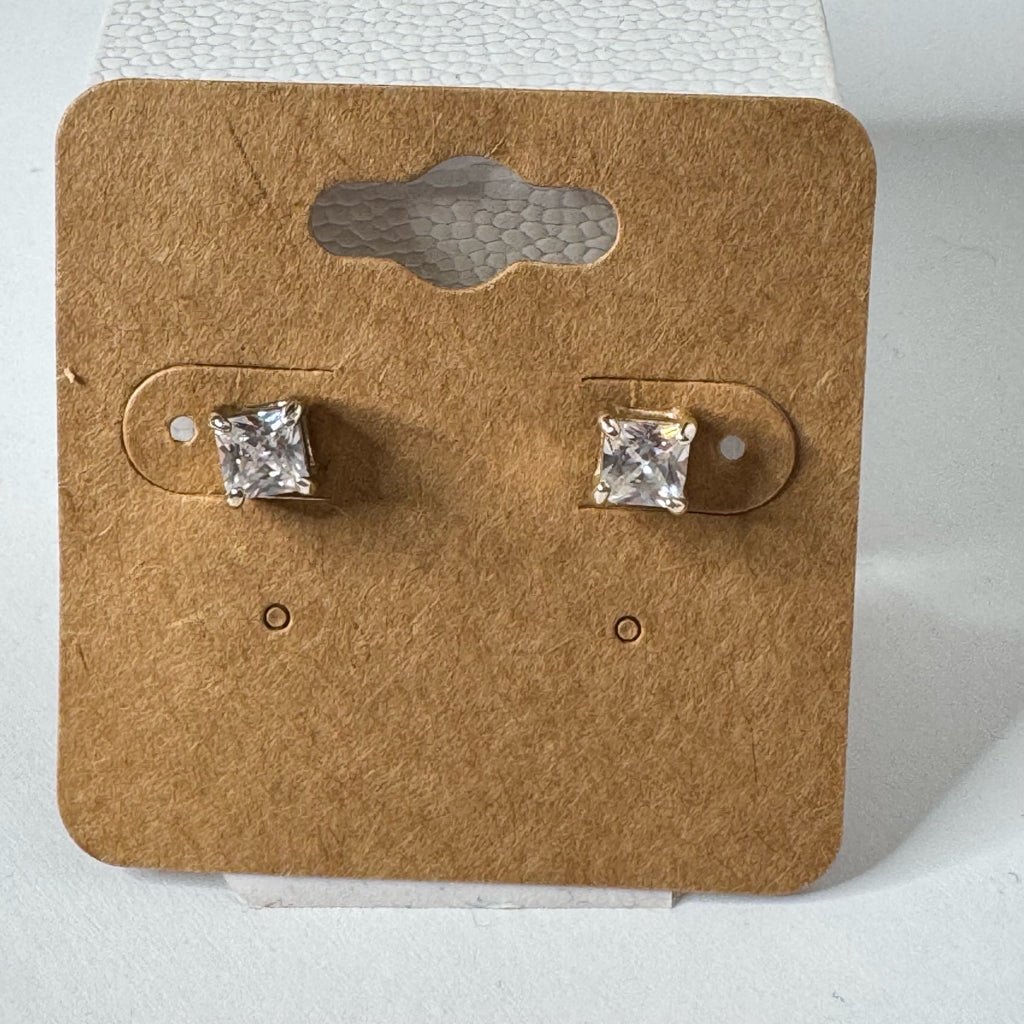 Princess Cut Cubic Zirconia Stud Earrings