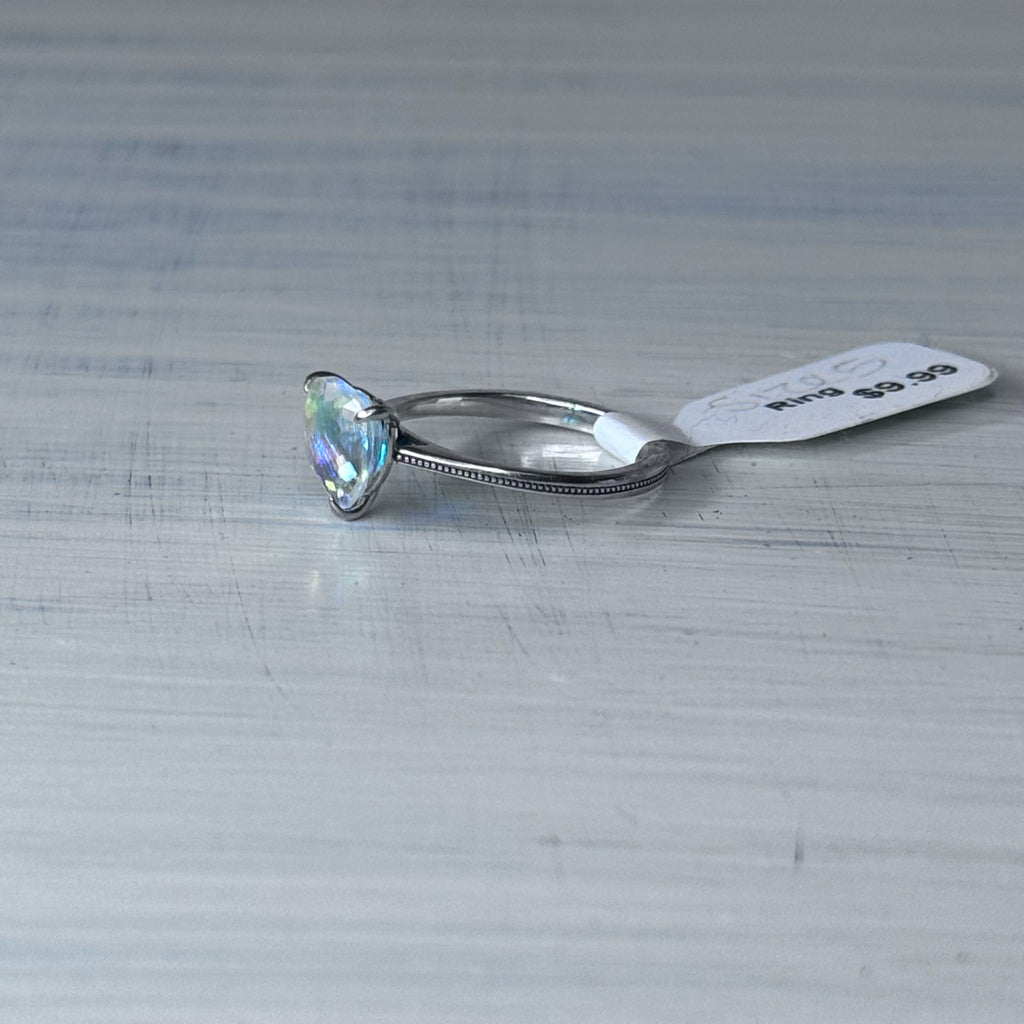 Rainbow Light Heart Ring - Size 5