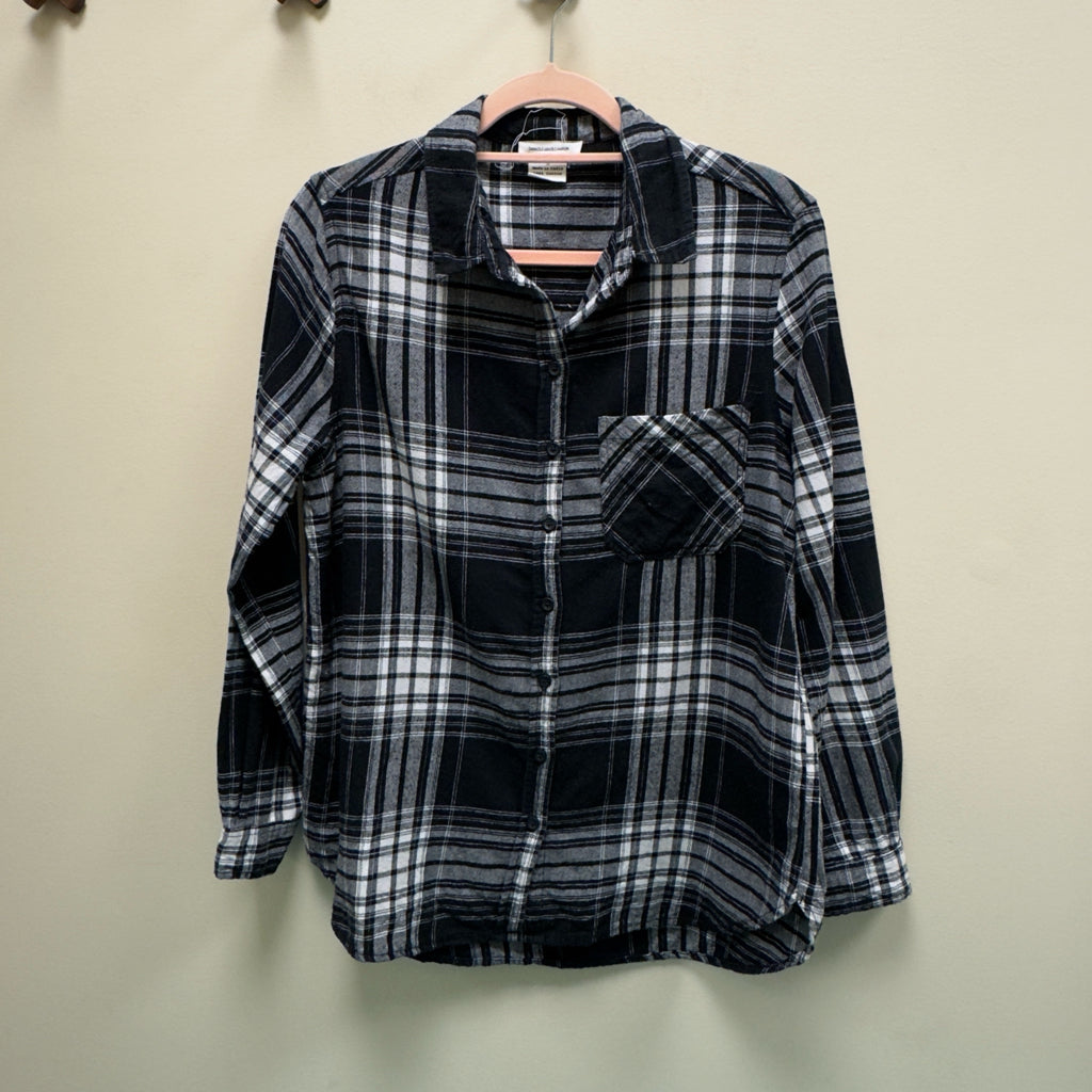 Beach Lunch Lounge Plaid Flannel Shirt - Size Small