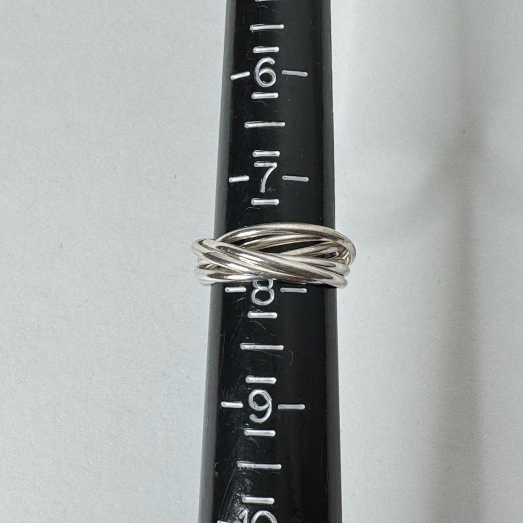 Interlocking Silver Plated Band Rolling Ring - Size 8