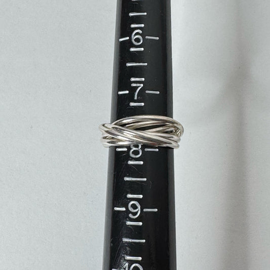 Interlocking Silver Plated Band Rolling Ring - Size 8