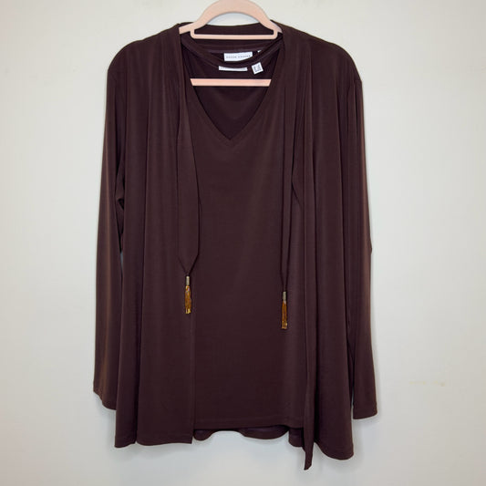 Susan Graver 2pc Cami & Cardigan - Size 1X