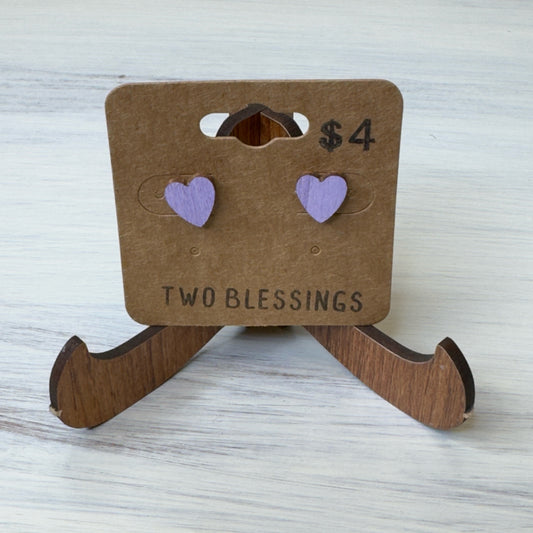 Two Blessings Earrings - Wood Earrings - Lavender