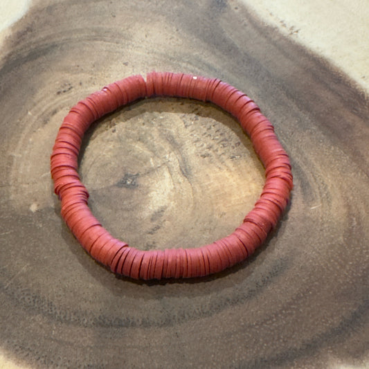 Inga Ann's Red Burgundy Heishi Beaded Bracelet