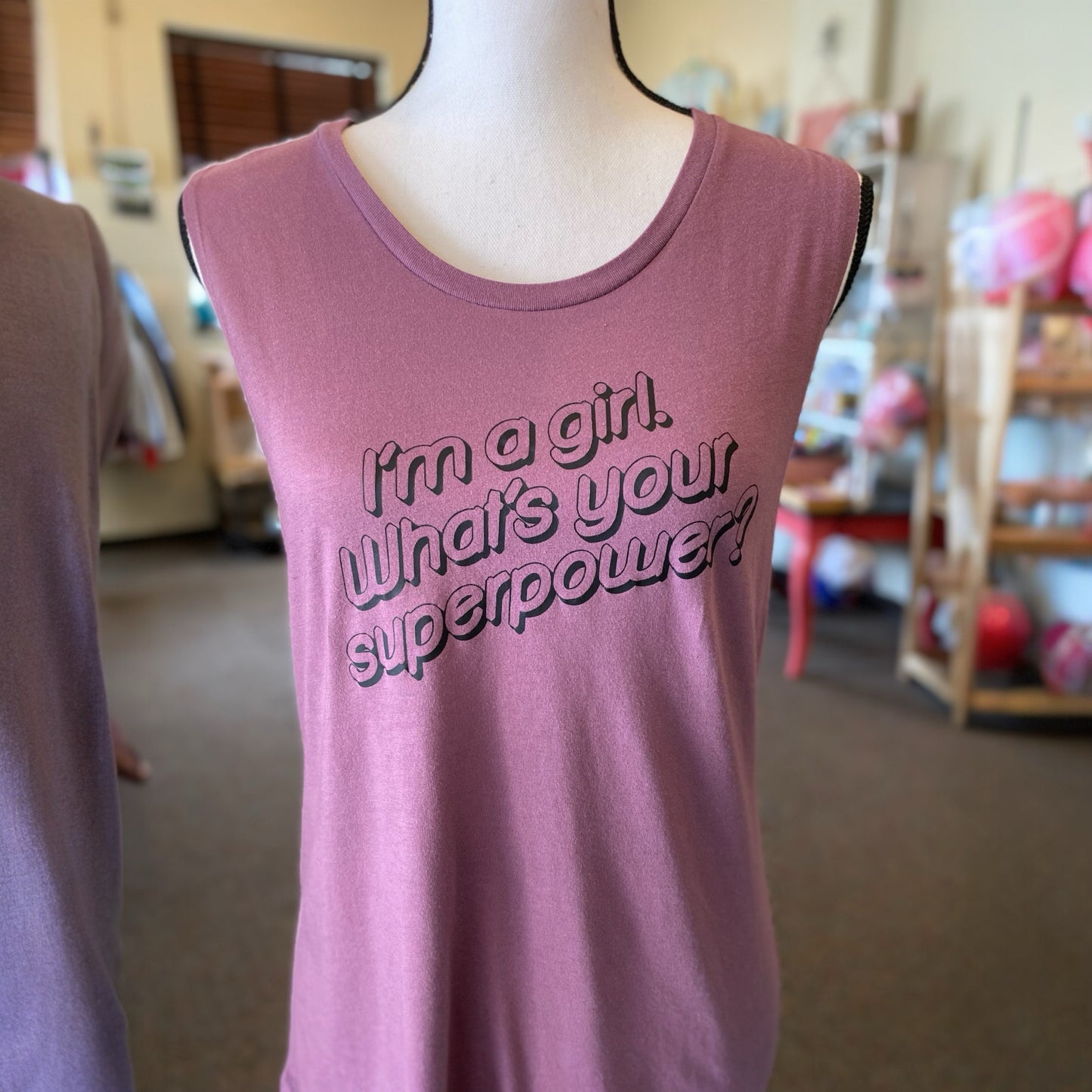 Next Level "I'm A Girl. What's Your Superpower?" Tank Top - Size Large